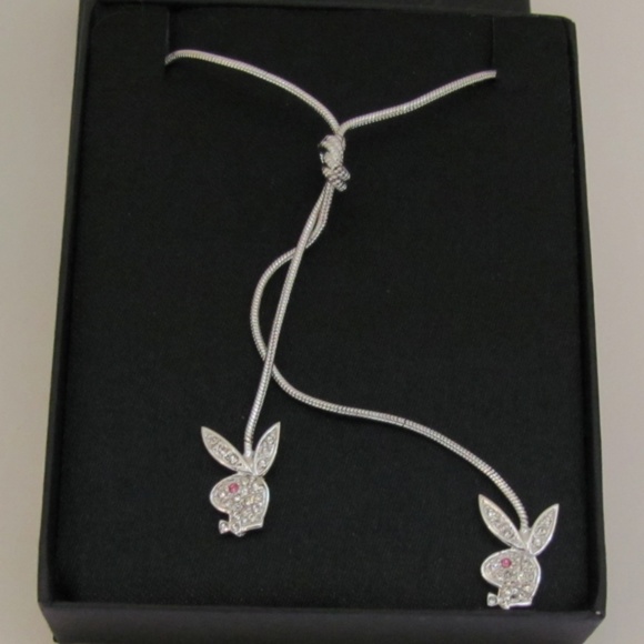 Playboy Y Necklace Swarovski Crystal Bunny Charm - Picture 3 of 8